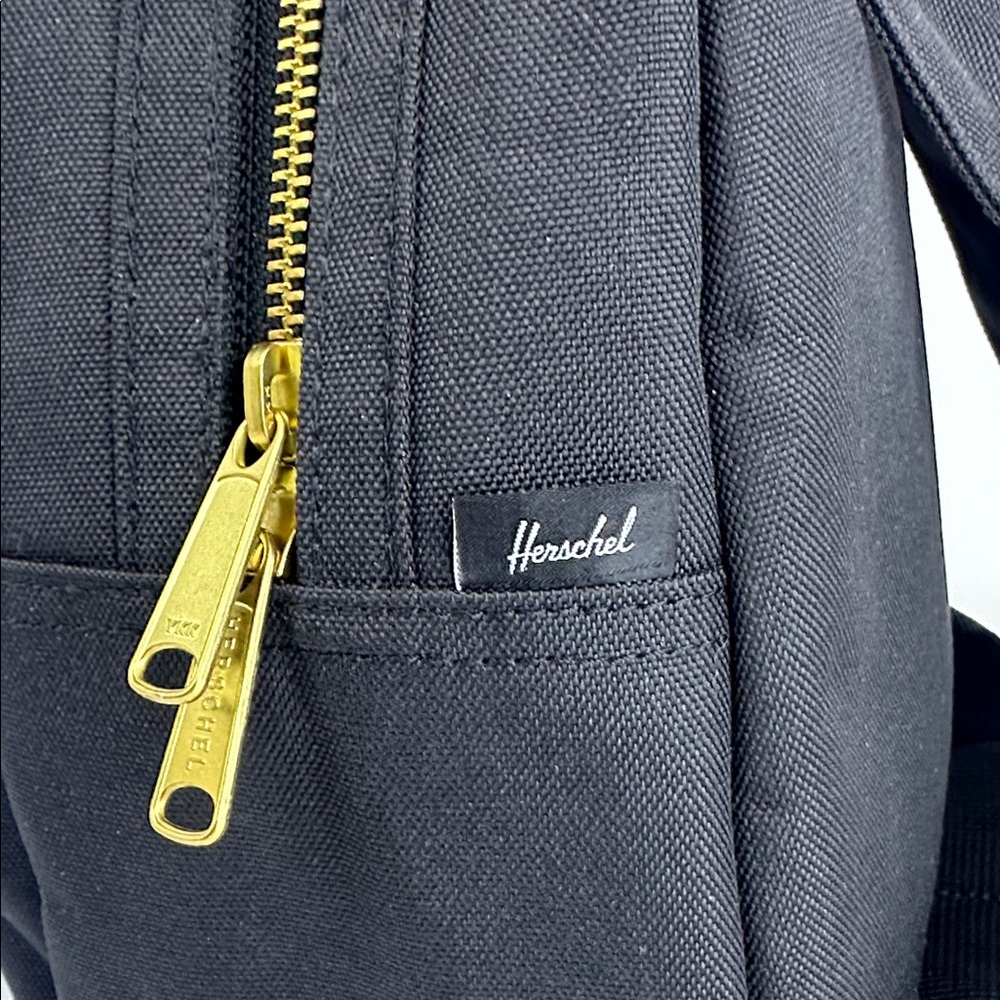 Herschel Supply Co. Black Backpack, Gold Zippers. NWOT. Red Stripe Interior. -C- - Picture 4 of 13